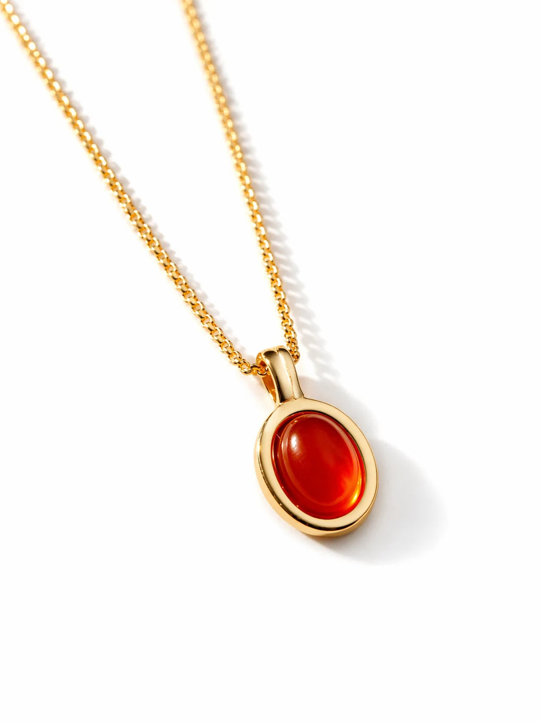 Vintage Oval Carnelian Necklace | 18ct Gold Plated Sterling Silver