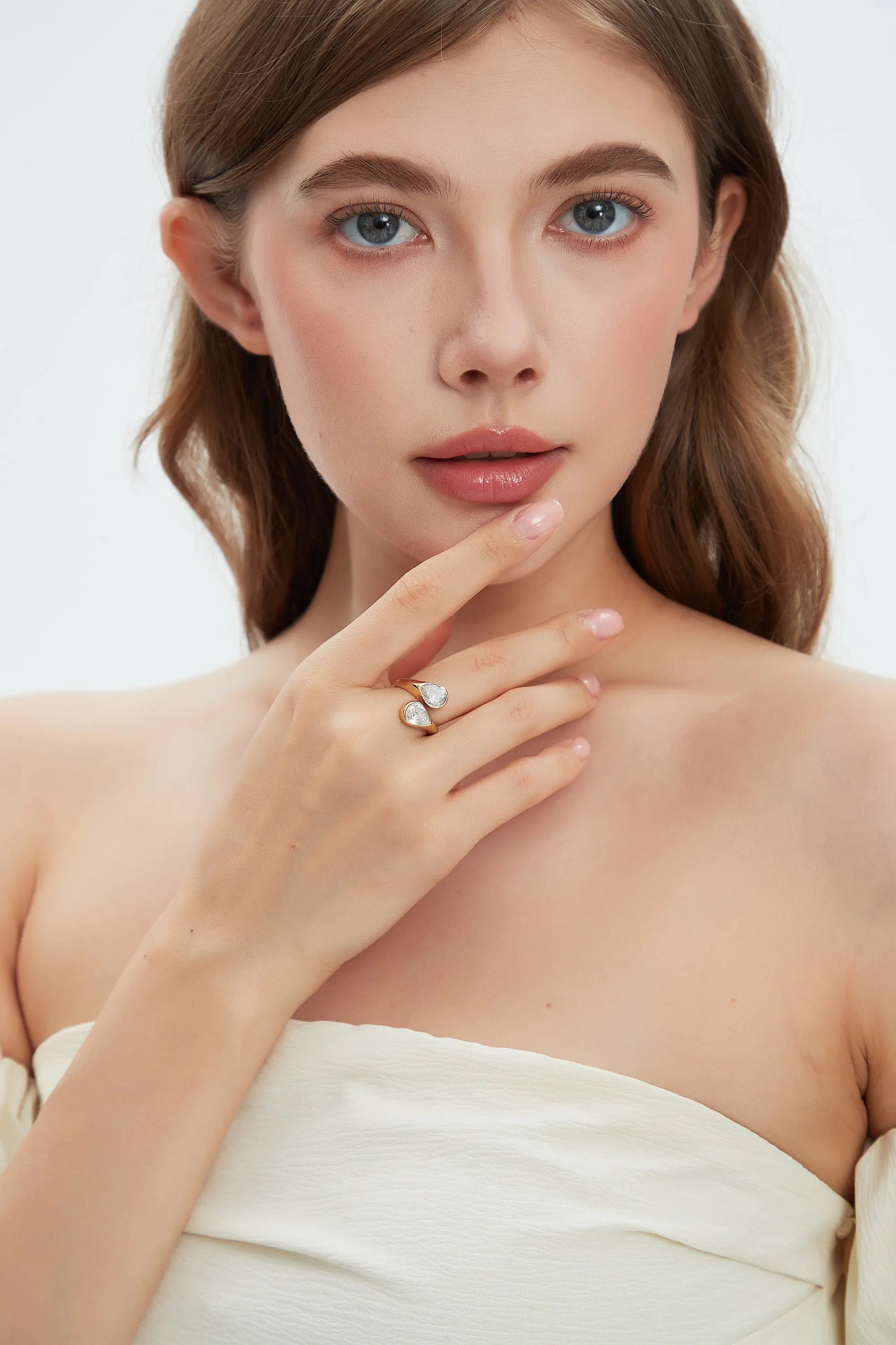 Twin Sparkle Steel Ring