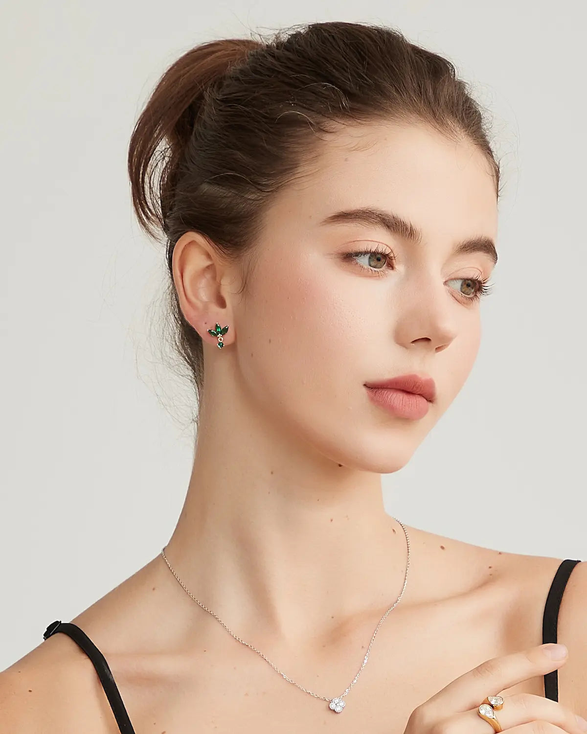 Cubic Zirconia Clover Stud Earrings