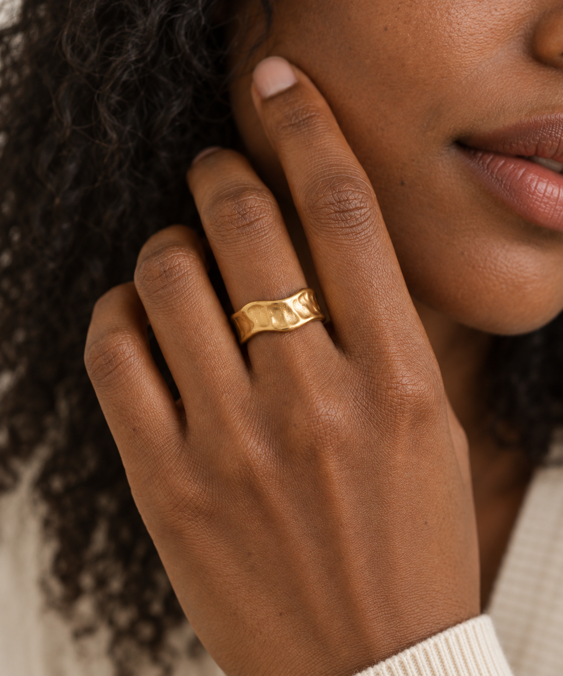 Sculpted Wave Open Ring