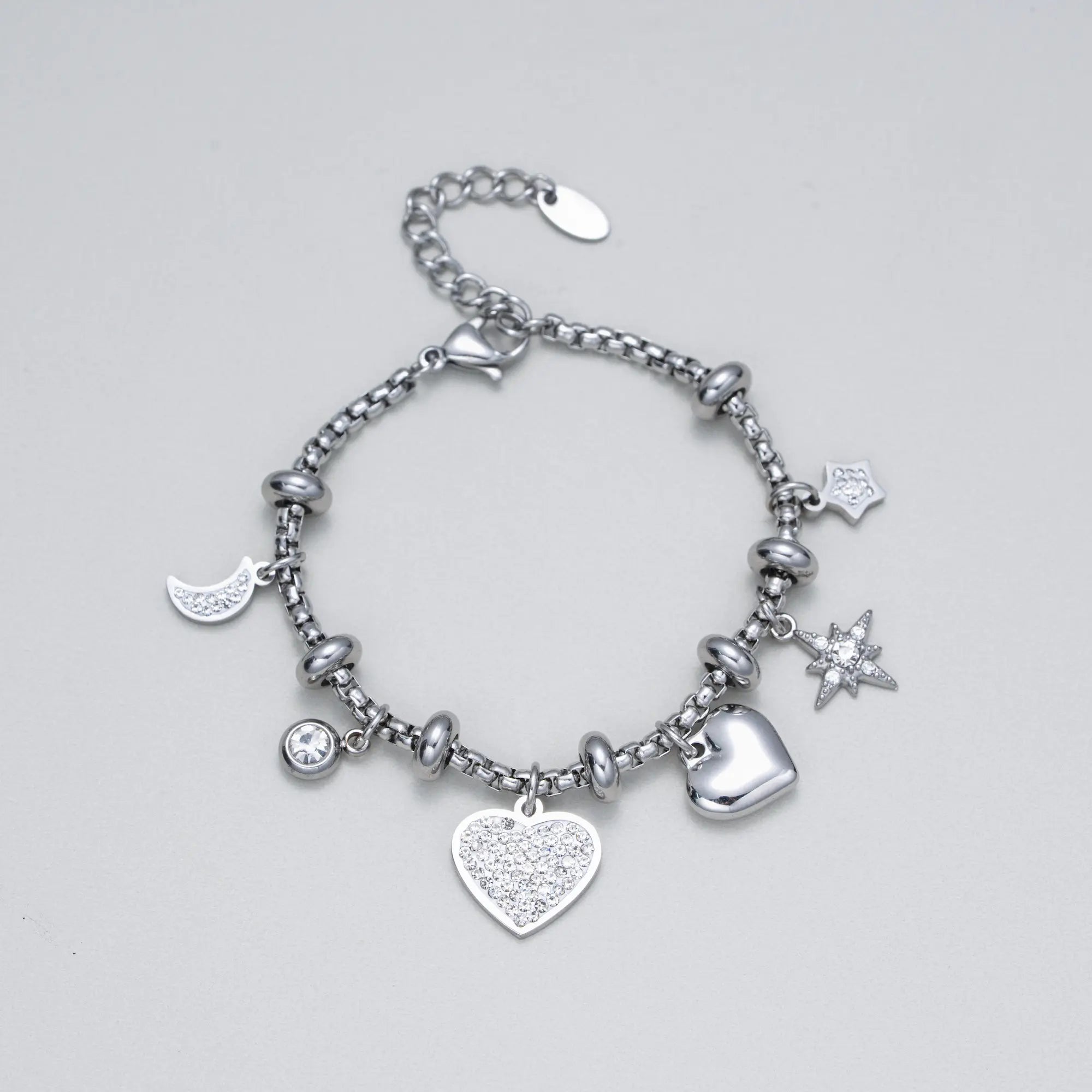 Titanium Steel  Electroplated Star & Moon  Bracelet