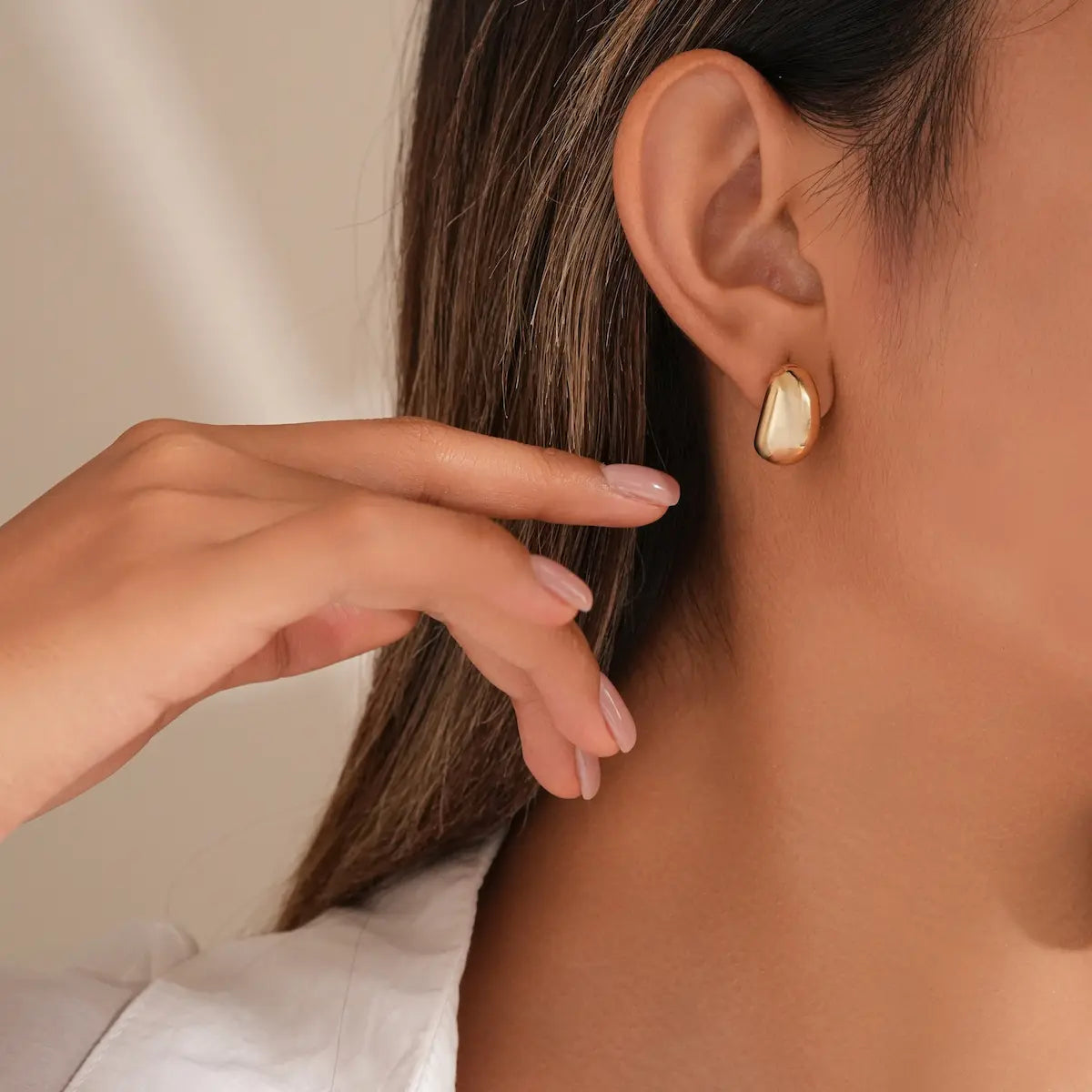 Polished Arc Earrings in  Gold/Silver-Tone with Silver Post