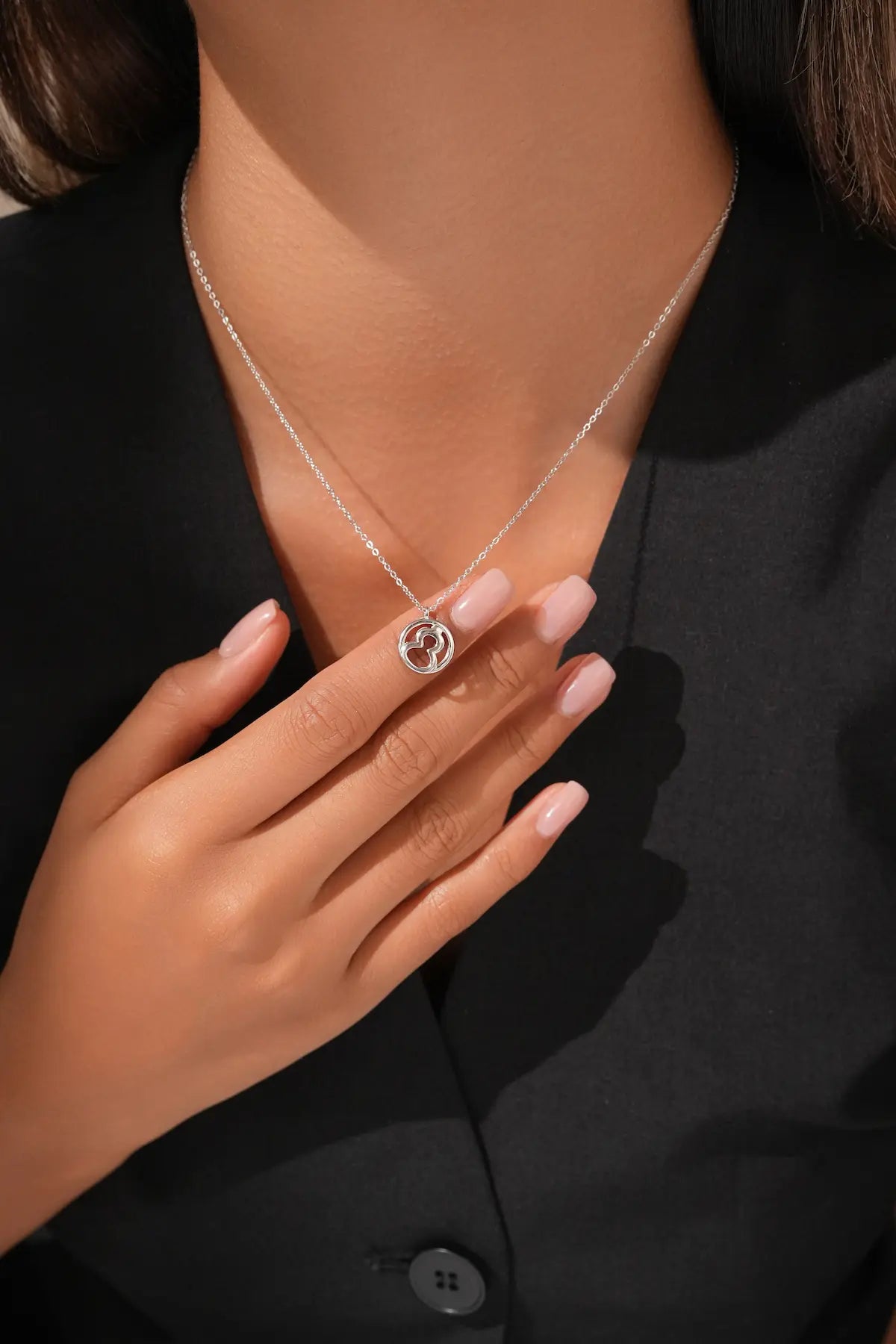 Lucky Gourd Pendant Necklace in Silver