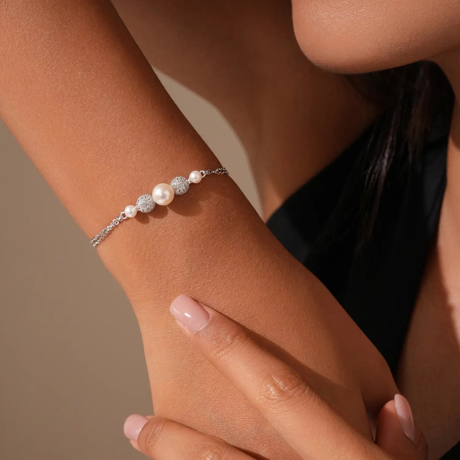 Eternal Pearl Bracelet –  Sterling Silver with Round  Freshwater Pearls