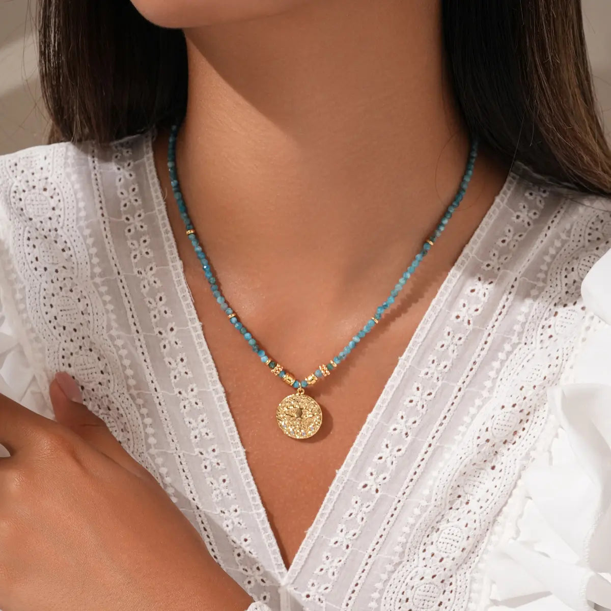 Copper Pendant Necklace with Cubic Zirconia