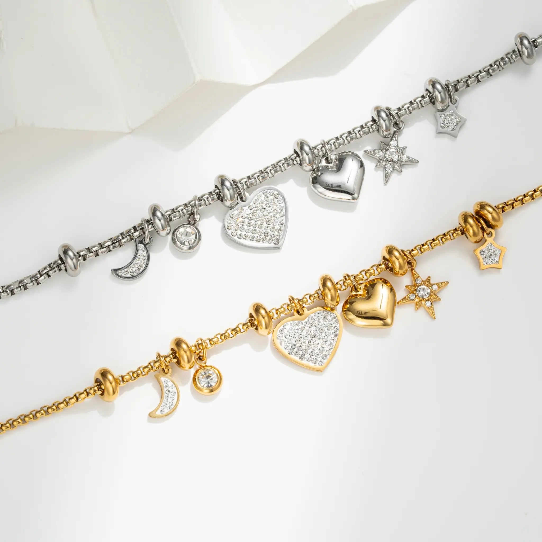 Titanium Steel  Electroplated Star & Moon  Bracelet