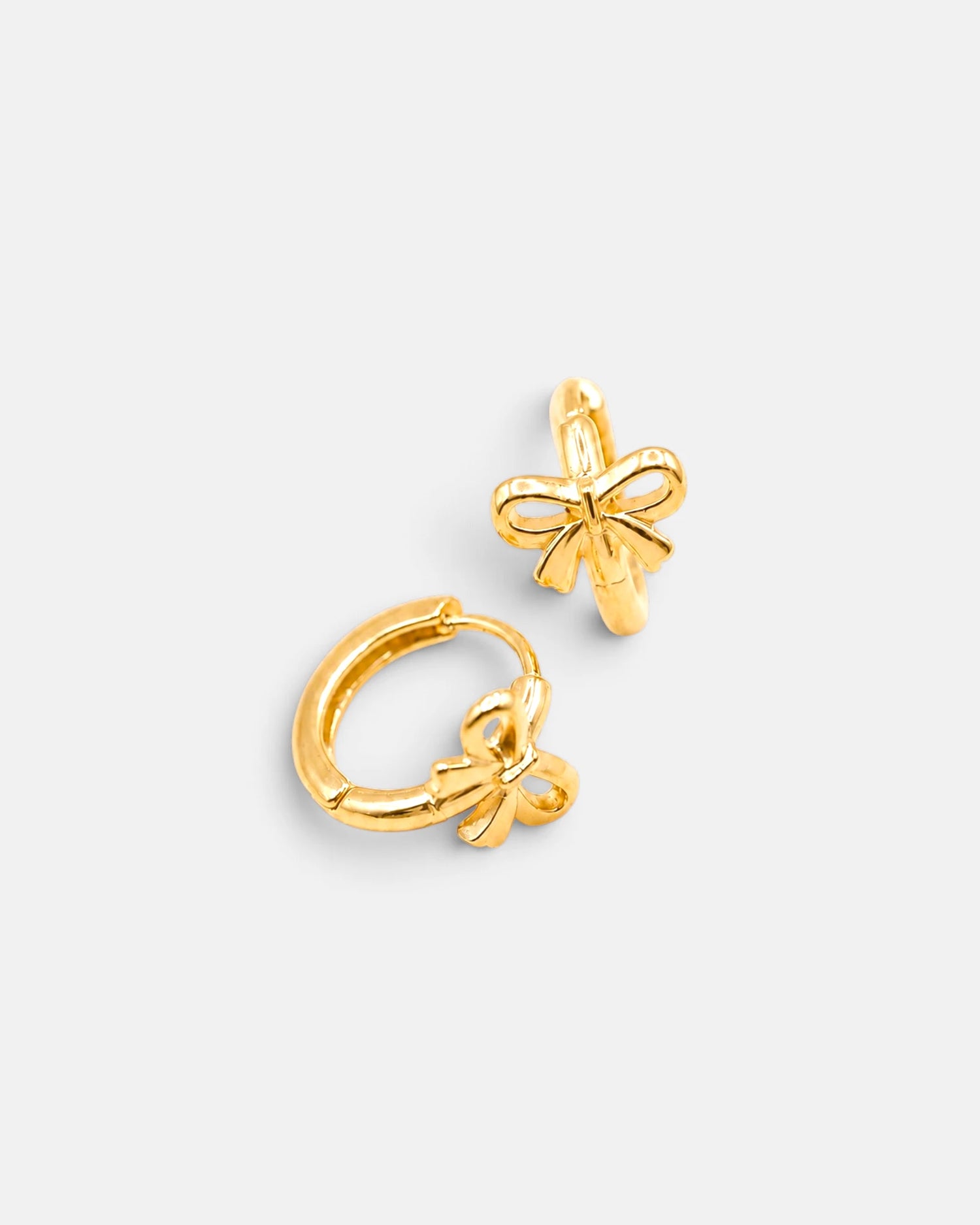 Polished Bow Huggie Hoop Earrings
