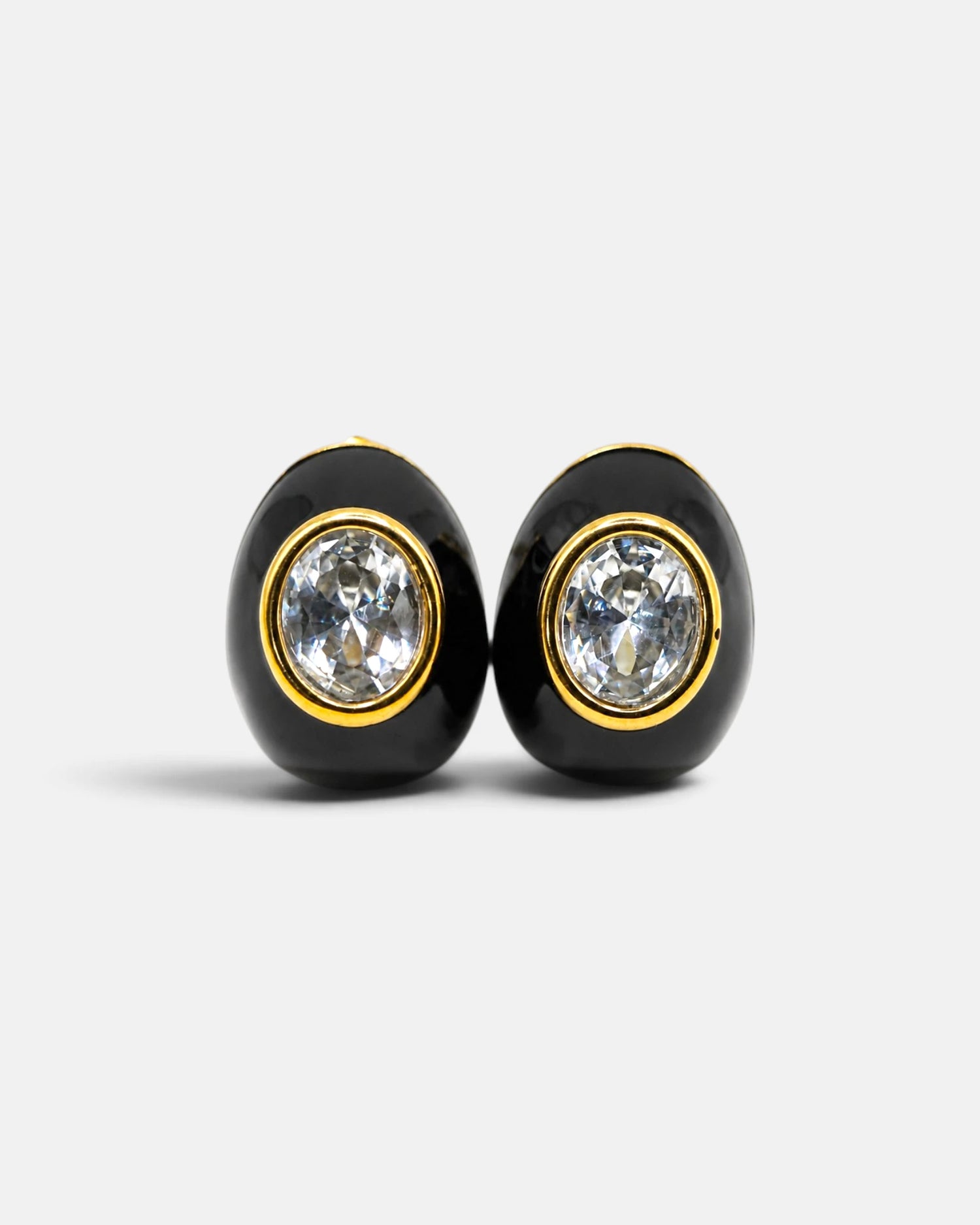 Enamel Pebble Cubic Zirconia Stud Earrings