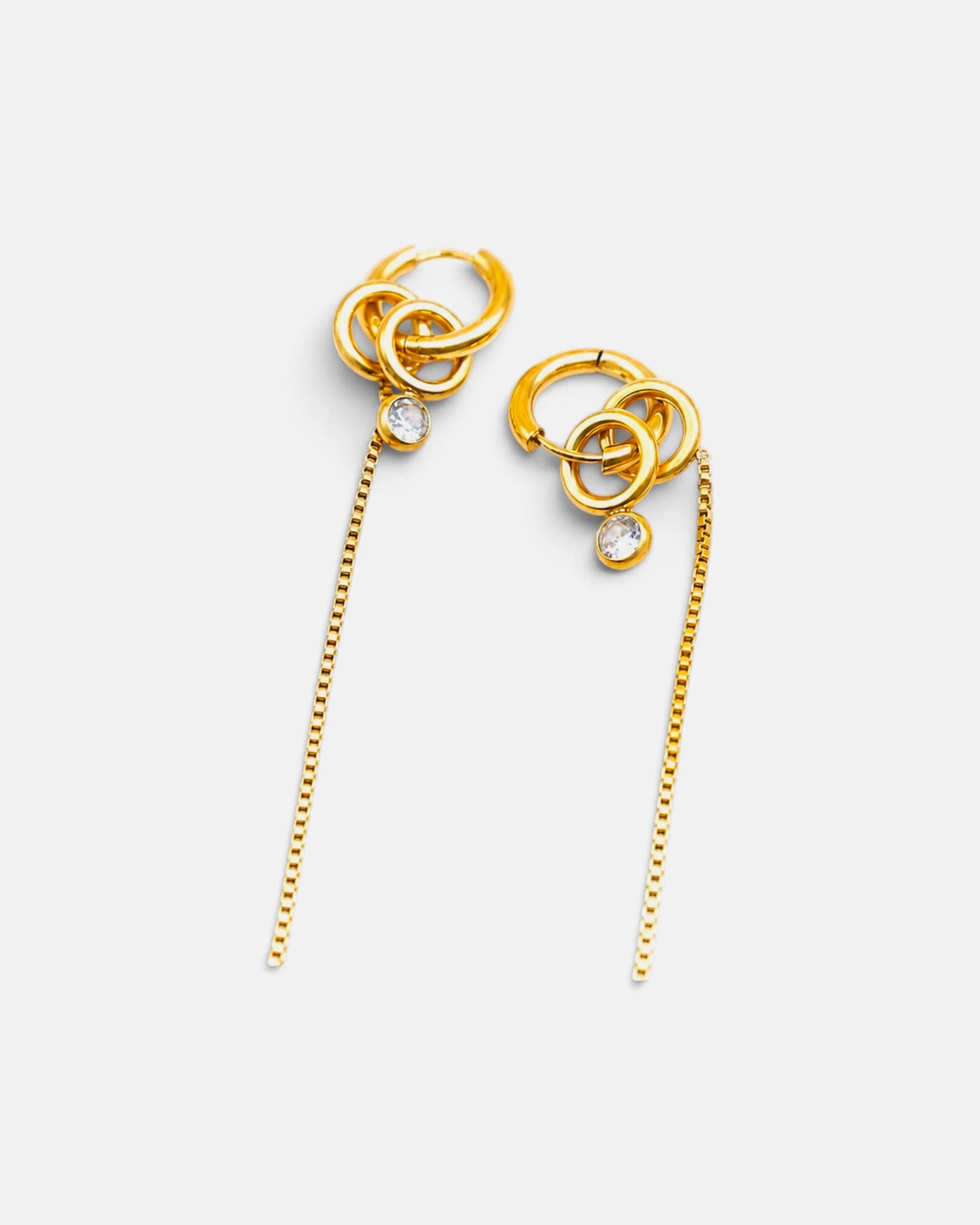 Interlocking Ring Chain Drop Earrings