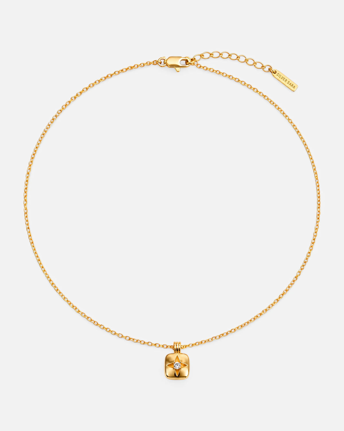 Full view of the gold-plated Everlasting Star Necklace with adjustable chain