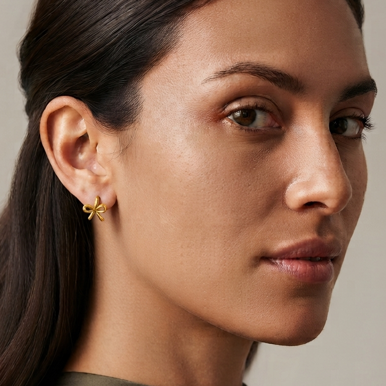 Polished Bow Huggie Hoop Earrings